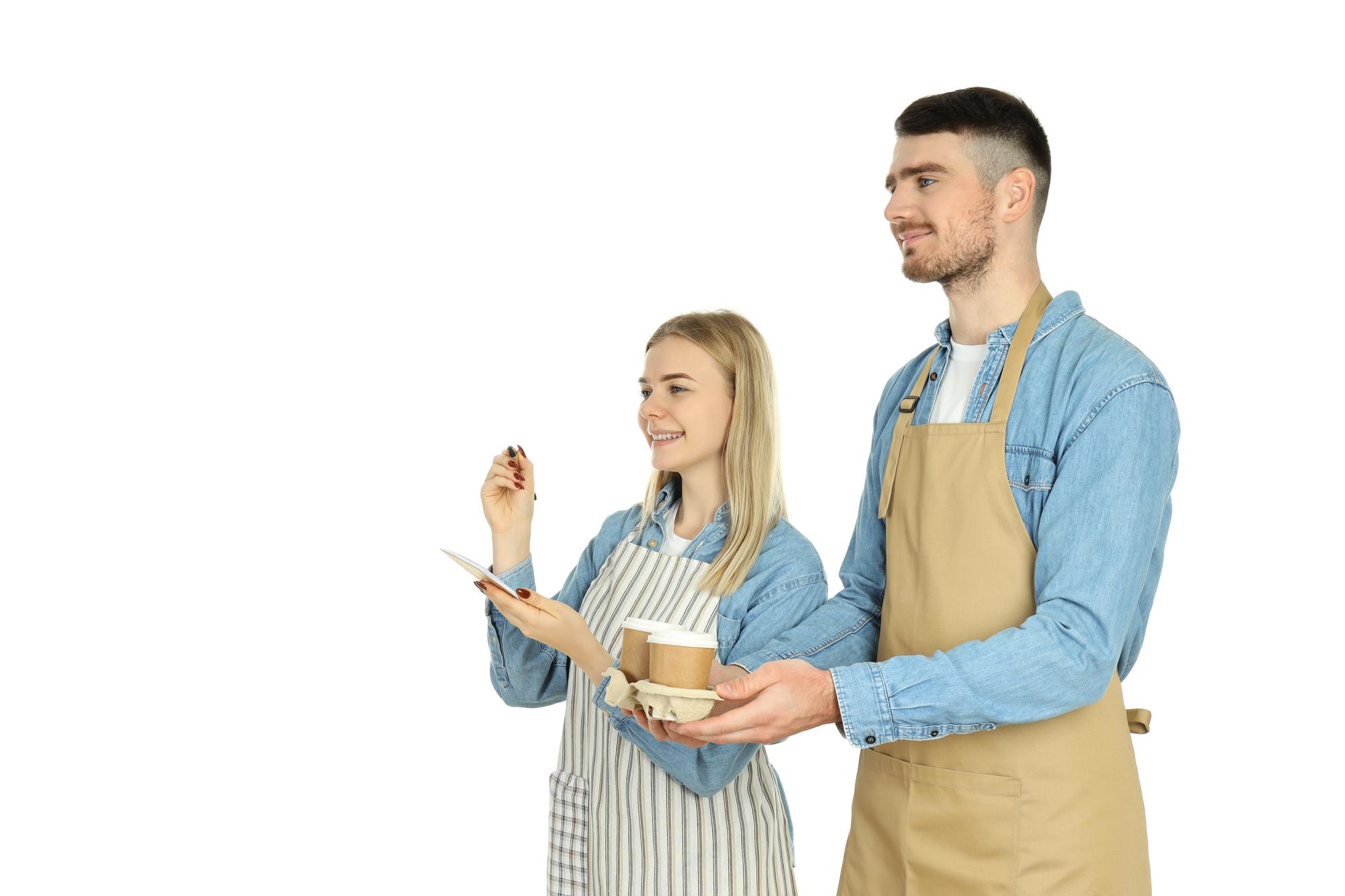 Consultation in small kitchen with two chefs talking